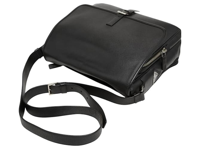 Saffiano Prada Triangle Logo Plate Schultertasche Schwarz - Ansicht 10