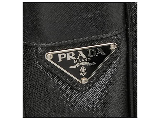Saffiano Prada Triangle Logo Plate Schultertasche Schwarz - Ansicht 12