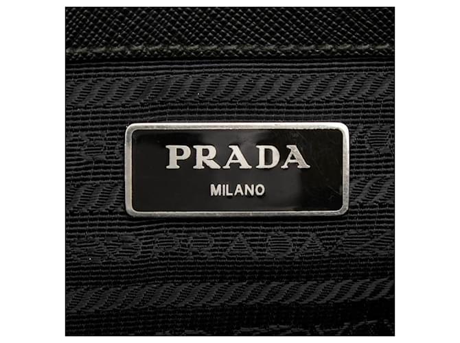 Saffiano Prada Triangle Logo Plate Schultertasche Schwarz - Ansicht 13