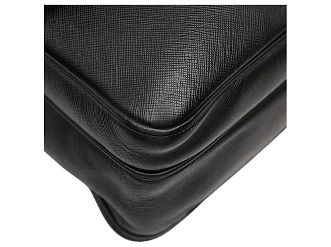 Saffiano Prada Triangle Logo Plate Schultertasche Schwarz - Ansicht 5