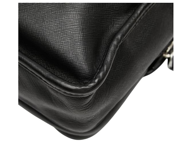 Saffiano Prada Triangle Logo Plate Schultertasche Schwarz - Ansicht 6