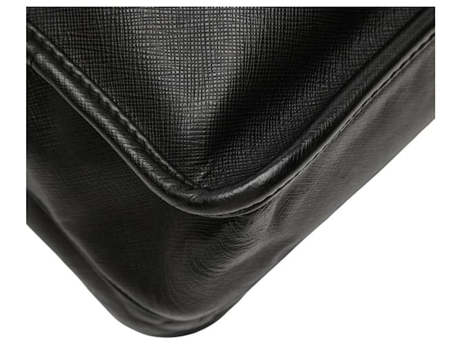 Saffiano Prada Triangle Logo Plate Schultertasche Schwarz - Ansicht 7