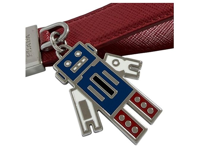 Prada Men's Saffiano Leather Keychain Keyring Red - view 2