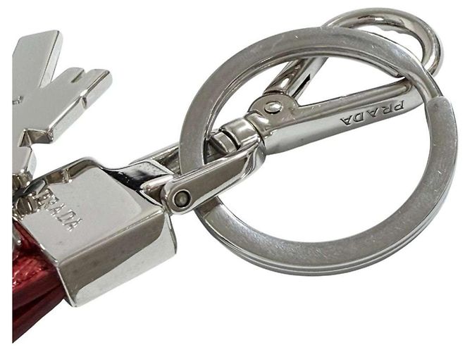 Prada Men's Saffiano Leather Keychain Keyring Red - view 3