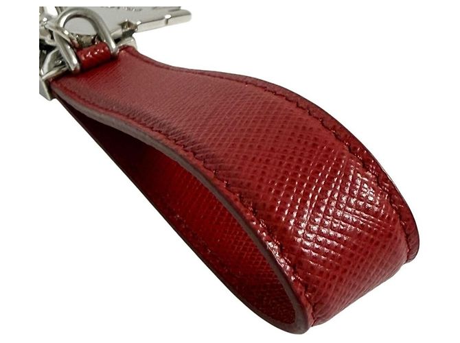 Prada Men's Saffiano Leather Keychain Keyring Red - view 5