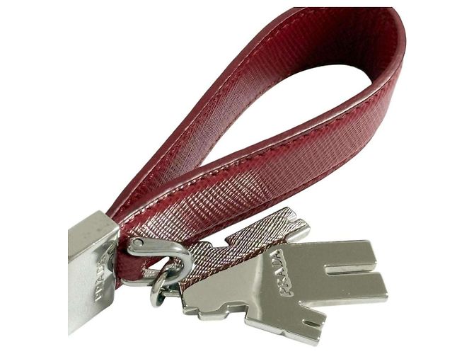 Prada Men's Saffiano Leather Keychain Keyring Red - view 7