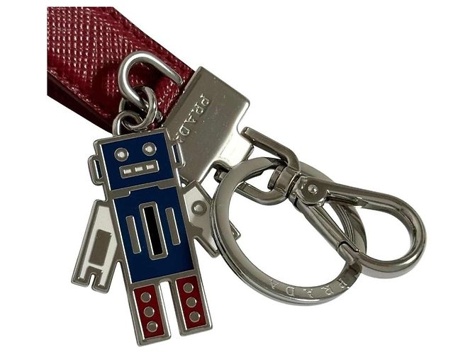 Prada Men's Saffiano Leather Keychain Keyring Red - view 8