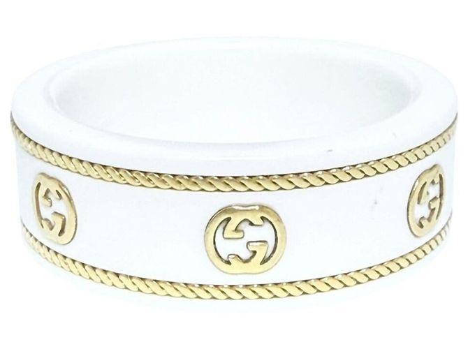 Anillo Interlocking G Gucci Blanco Dorado - vista 4