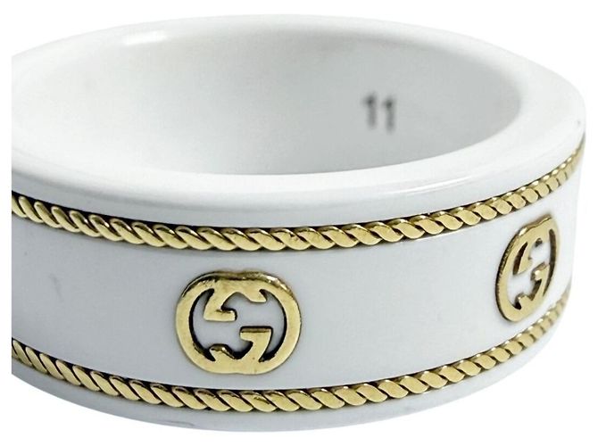 Anillo Interlocking G Gucci Blanco Dorado - vista 6
