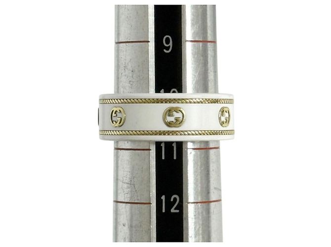 Anillo Interlocking G Gucci Blanco Dorado - vista 9