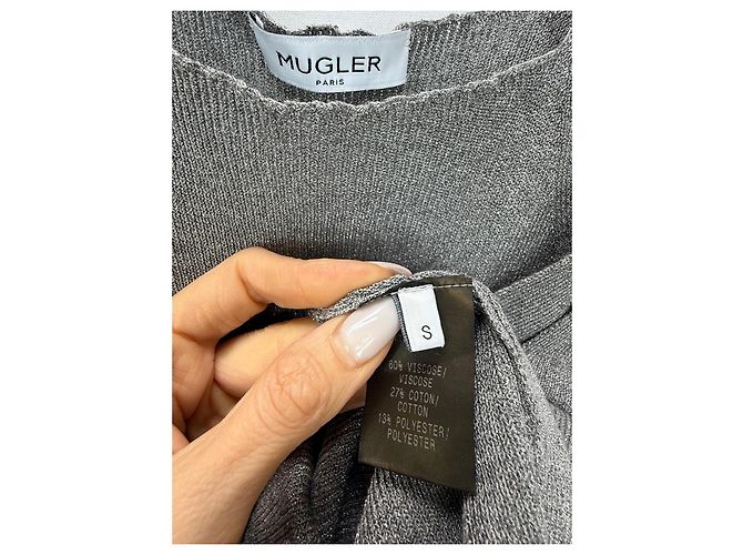 Thierry Mugler Mugler Top de punto acanalado gris - vista 3