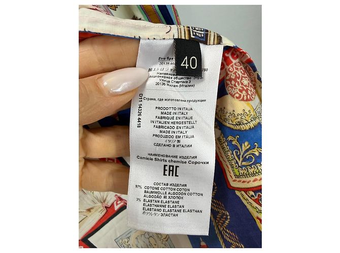 Etro Camisa estampada de mezcla de algodón Blanco Roja Azul Multicolor Dorado - vista 5