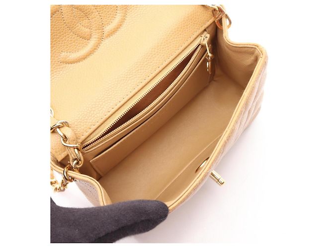 Borsa a Spalla Chanel Mini Matelassé Beige - vista 3