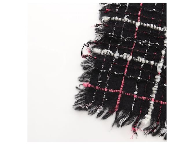 Stola in tweed Chanel Coco Mark Nero Rosa Bianco - vista 5