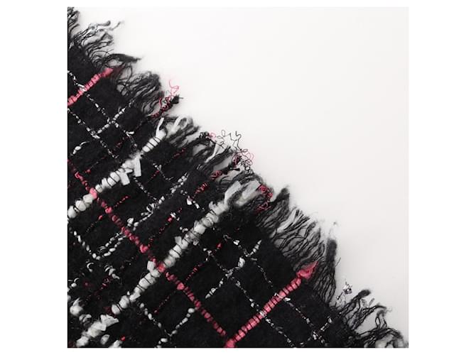 Stola in tweed Chanel Coco Mark Nero Rosa Bianco - vista 7