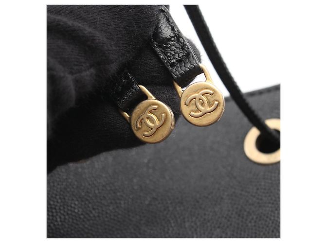 Borsa a tracolla con coulisse Chanel Deauville Nero - vista 8