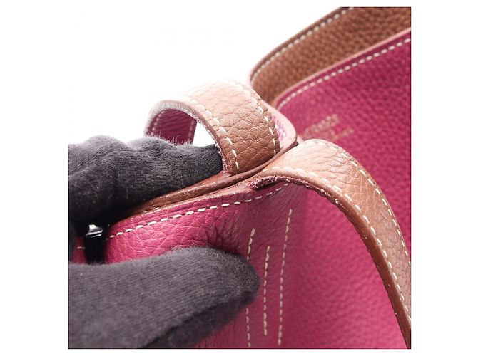 Hermès Borsa Tote Hermes Double Sens 45 Marrone Rosa - vista 13