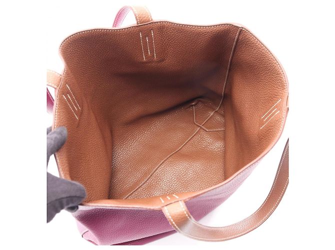 Hermès Borsa Tote Hermes Double Sens 45 Marrone Rosa - vista 3