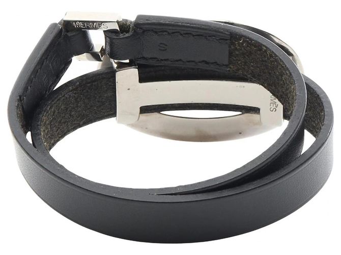 Hermès Pulsera Double Tour Hermes Negro Plata - vista 2