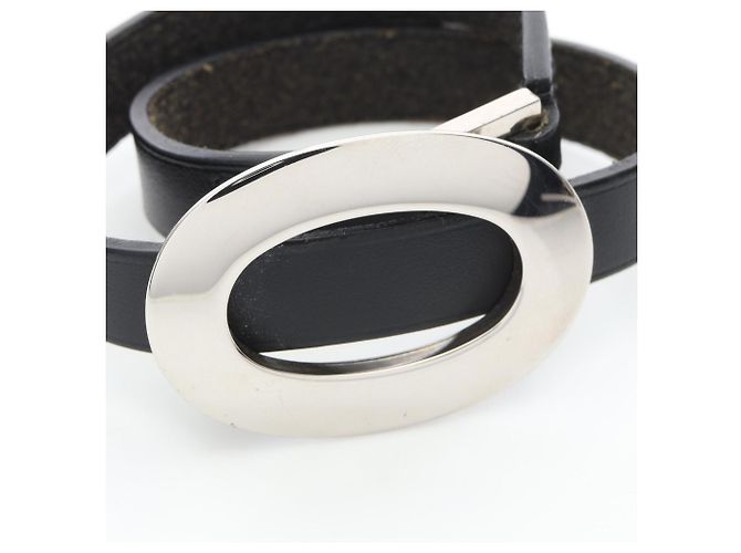Hermès Pulsera Double Tour Hermes Negro Plata - vista 3