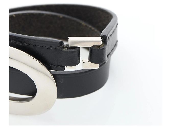 Hermès Pulsera Double Tour Hermes Negro Plata - vista 4