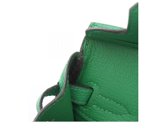 Hermès Borsa Hermes Birkin 25 in pelle Togo verde - vista 11