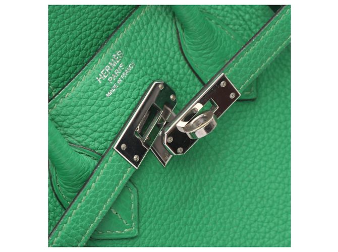 Hermès Borsa Hermes Birkin 25 in pelle Togo verde - vista 12
