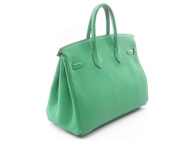 Hermès Borsa Hermes Birkin 25 in pelle Togo verde - vista 2