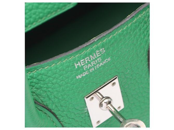 Hermès Borsa Hermes Birkin 25 in pelle Togo verde - vista 4
