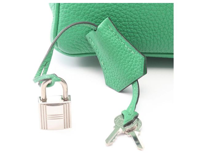 Hermès Borsa Hermes Birkin 25 in pelle Togo verde - vista 6