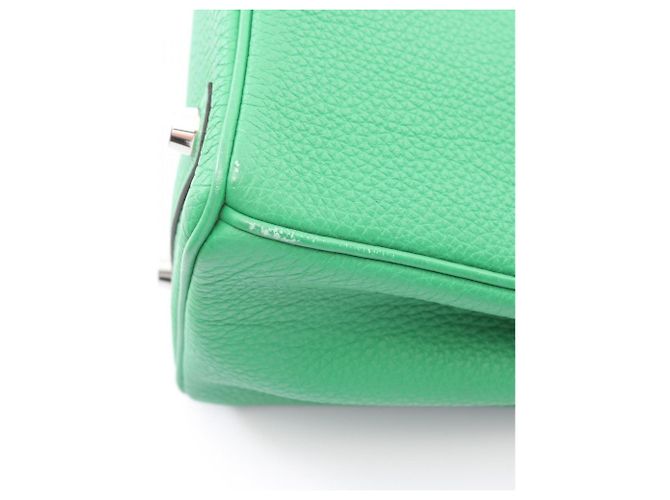 Hermès Borsa Hermes Birkin 25 in pelle Togo verde - vista 8