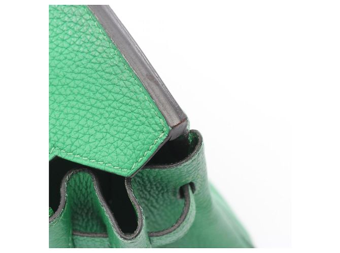 Hermès Borsa Hermes Birkin 25 in pelle Togo verde - vista 9