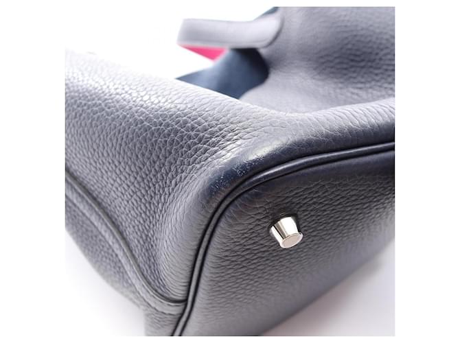 Hermès Borsa Hermes Picotin Lock MM Rosa Porpora Blu navy - vista 10
