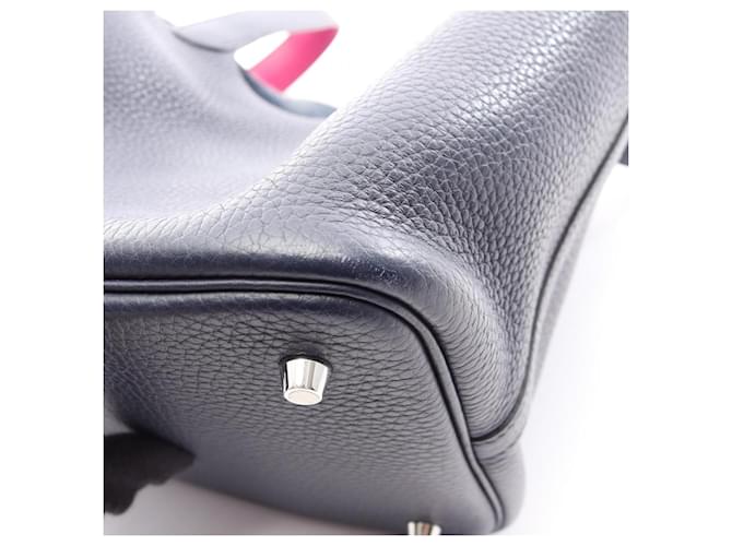 Hermès Borsa Hermes Picotin Lock MM Rosa Porpora Blu navy - vista 11