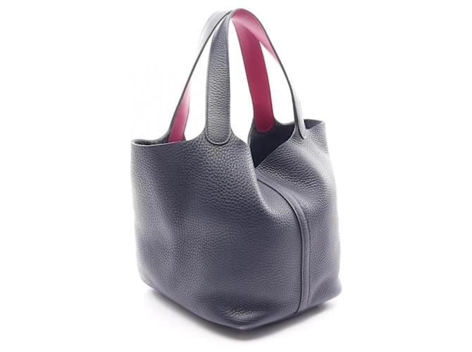 Hermès Borsa Hermes Picotin Lock MM Rosa Porpora Blu navy - vista 2