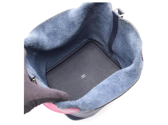 Hermès Borsa Hermes Picotin Lock MM Rosa Porpora Blu navy - vista 3