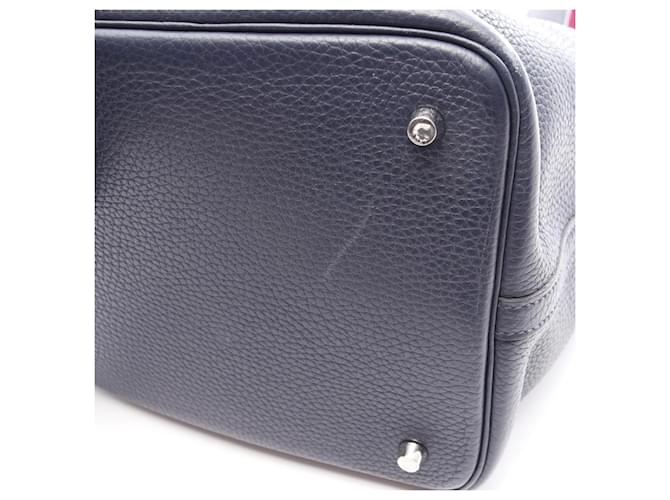 Hermès Borsa Hermes Picotin Lock MM Rosa Porpora Blu navy - vista 8