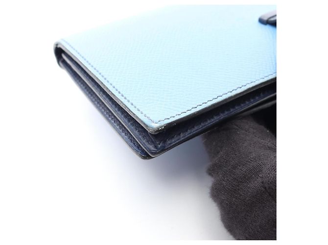Hermès Hermes Bearn Soufflé Bi-fold Long Wallet Blau Marineblau - Ansicht 10