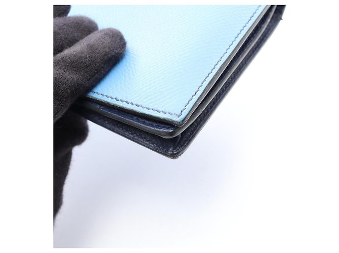 Hermès Hermes Bearn Soufflé Bi-fold Long Wallet Blau Marineblau - Ansicht 11