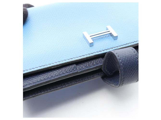 Hermès Hermes Bearn Soufflé Bi-fold Long Wallet Blau Marineblau - Ansicht 13