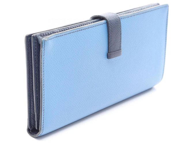 Hermès Hermes Bearn Soufflé Bi-fold Long Wallet Blau Marineblau - Ansicht 2