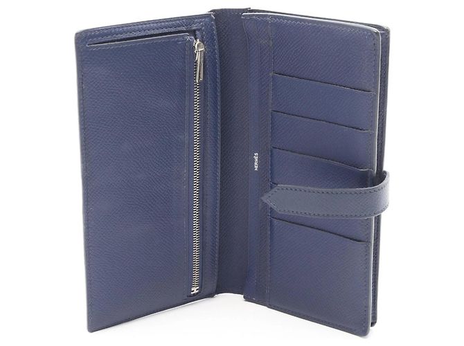 Hermès Hermes Bearn Soufflé Bi-fold Long Wallet Blau Marineblau - Ansicht 3