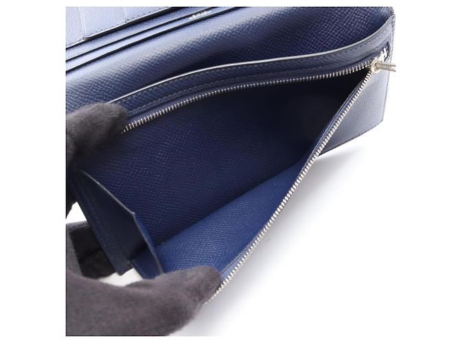 Hermès Hermes Bearn Soufflé Bi-fold Long Wallet Blau Marineblau - Ansicht 4