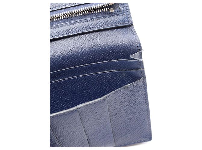Hermès Hermes Bearn Soufflé Bi-fold Long Wallet Blau Marineblau - Ansicht 7