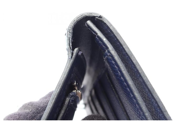 Hermès Hermes Bearn Soufflé Bi-fold Long Wallet Blau Marineblau - Ansicht 9