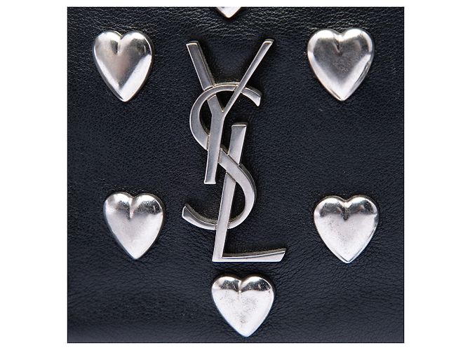 Saint Laurent Borsa a tracolla Blogger in pelle di vitello nera con borchie e monogramma a cuore Nero - vista 5