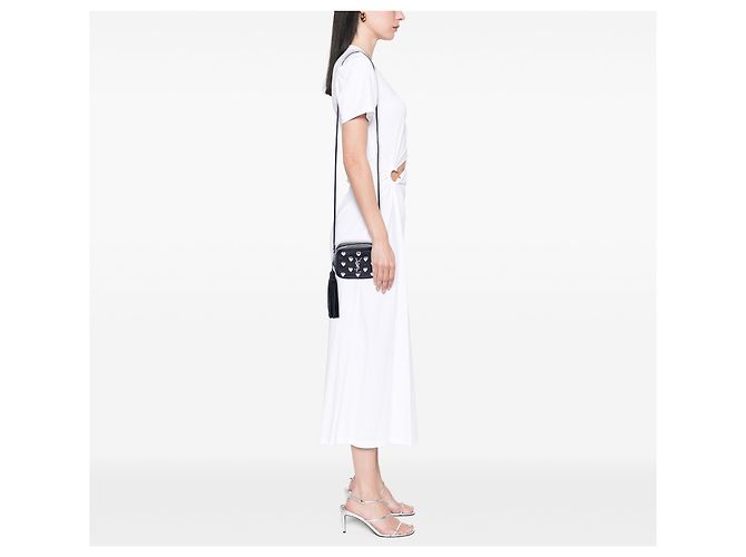 Saint Laurent Borsa a tracolla Blogger in pelle di vitello nera con borchie e monogramma a cuore Nero - vista 7