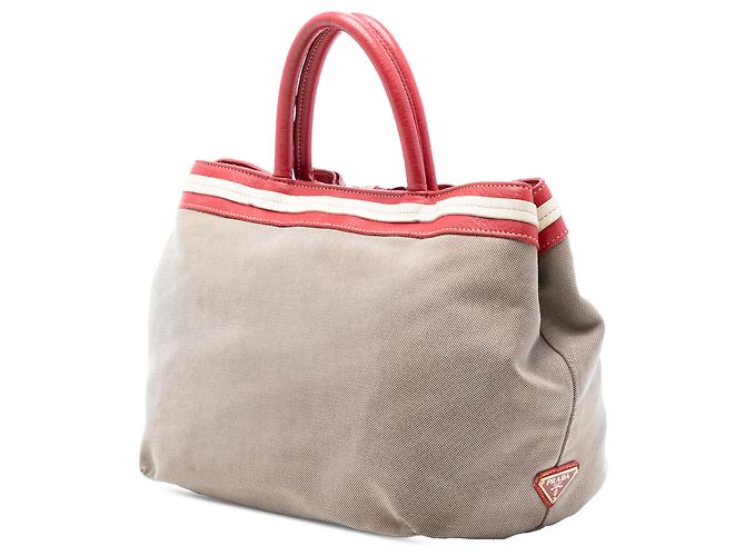 Prada Beige Canvas Canapa Logo Tote - Ansicht 2
