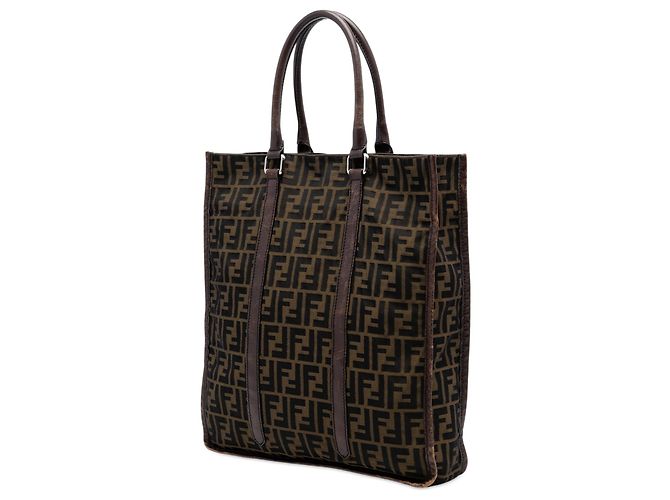 Fendi Vertikaler Tote aus braunem Zucca-Canvas - Ansicht 2