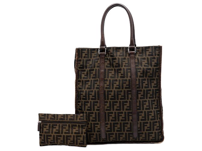 Fendi Vertikaler Tote aus braunem Zucca-Canvas - Ansicht 7